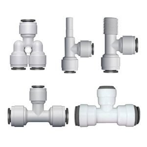 3 Way Tee Type RO Water Fitting Push Fit Hose Quick Connector