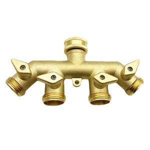 3/4" 4 Way Solid Brass Ball Valve Garden Hose Splitter